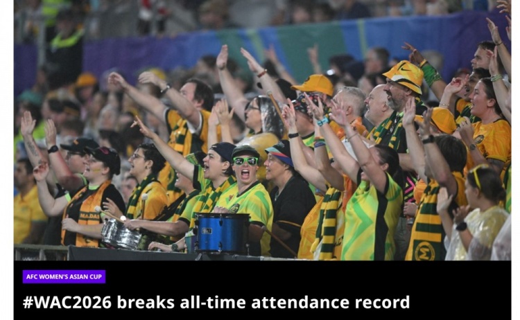 世界杯高清直播地址-亚足联:本届女足亚洲杯总观赛人次已达82371人,创历史纪录